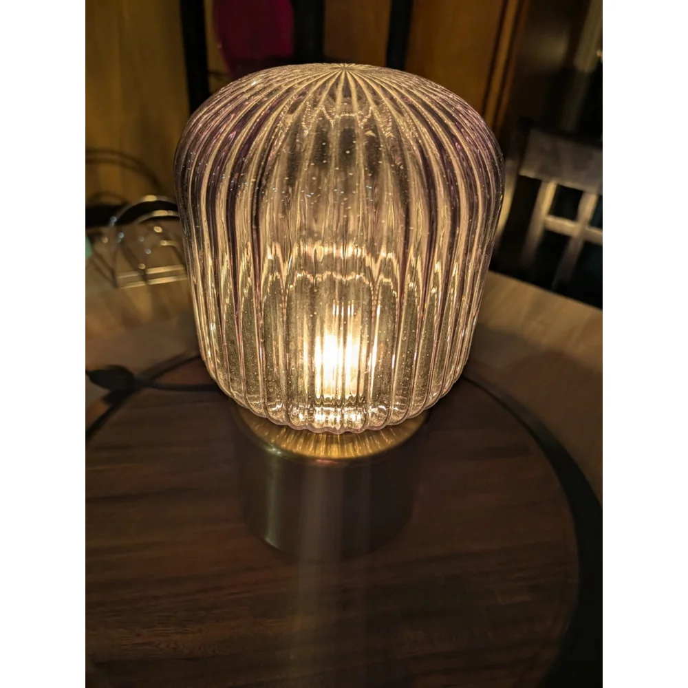 IKEA Solklint Table Lamp Brass Gray Clear Glass 11 Inch - Picture 7 of 7